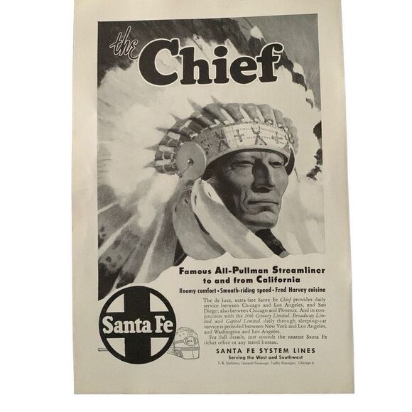 Vintage 1947 Santa Fe Rail System The Chief Ad Advertisement - Picture 2 of 4